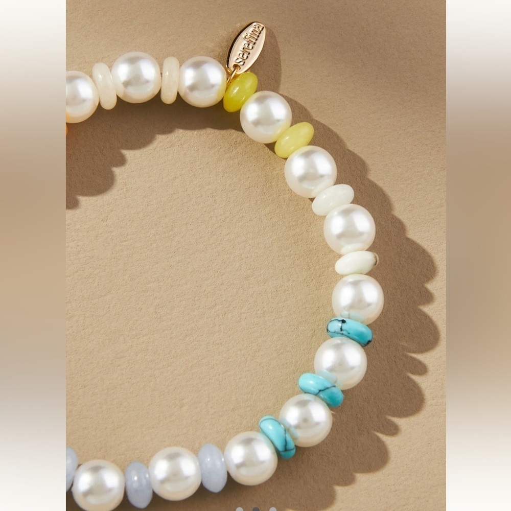 ☀️🔥Anthropologie - Pearl & Pastel Beaded Stretch Bracelet - OS - Picture 2 of 3